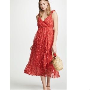 Size 14 Madewell Ruffle strap wrap red dress